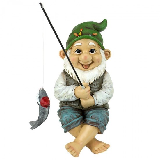 Design Toscano Ziggy The Fishing Gnome Sitter Statue