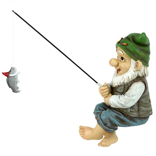 Design Toscano Ziggy The Fishing Gnome Sitter Statue