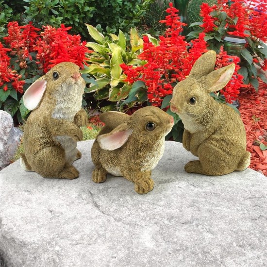 Design Toscano S/3 Baby Bunny Rabbit Den Statues