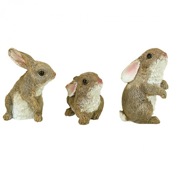 Design Toscano S/3 Baby Bunny Rabbit Den Statues