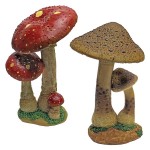 Design Toscano Set Of Red & Tan Mystic Mushroom Statues