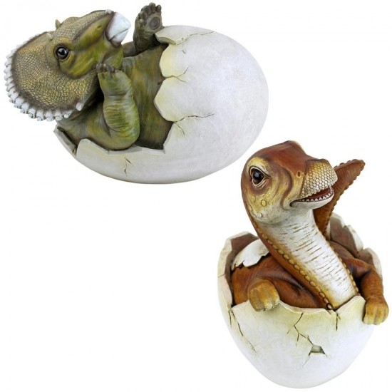 Design Toscano S/2 Baby Triceratops & Raptor Eggs