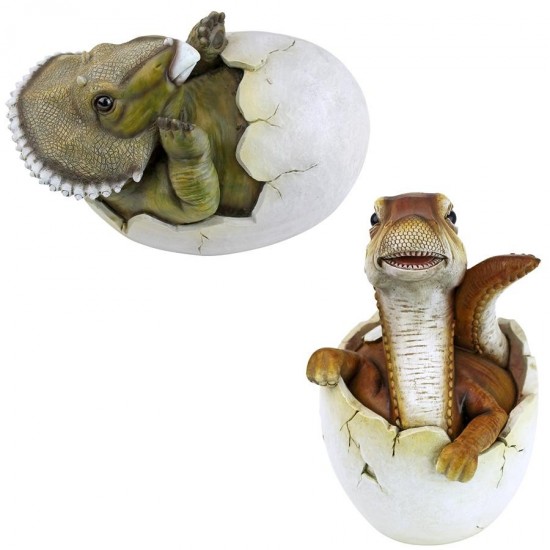 Design Toscano S/2 Baby Triceratops & Raptor Eggs