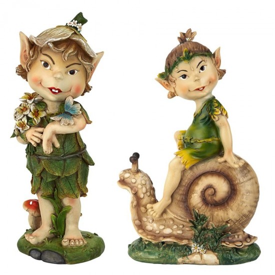 Design Toscano Set Perry And Pixie Gnome Statues