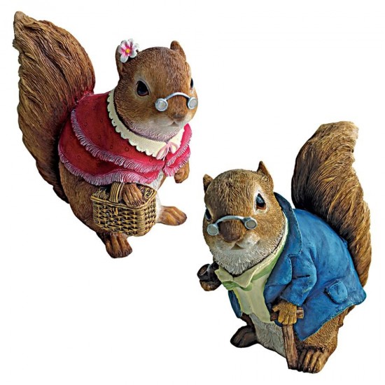 Design Toscano Set Of Granma & Granpa Squirrel Statues
