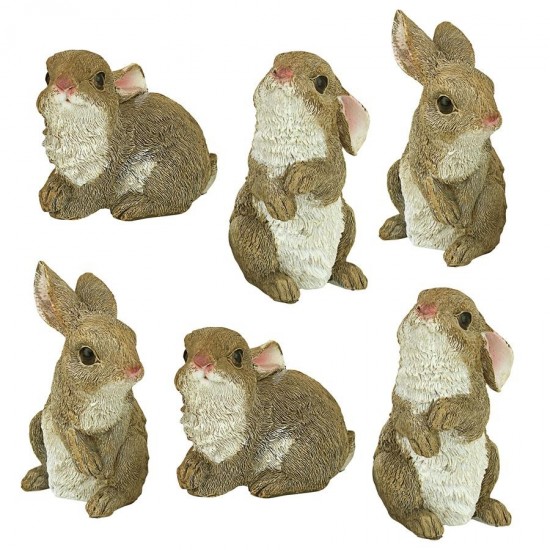 Design Toscano S/6 Baby Bunny Rabbit Den Statues