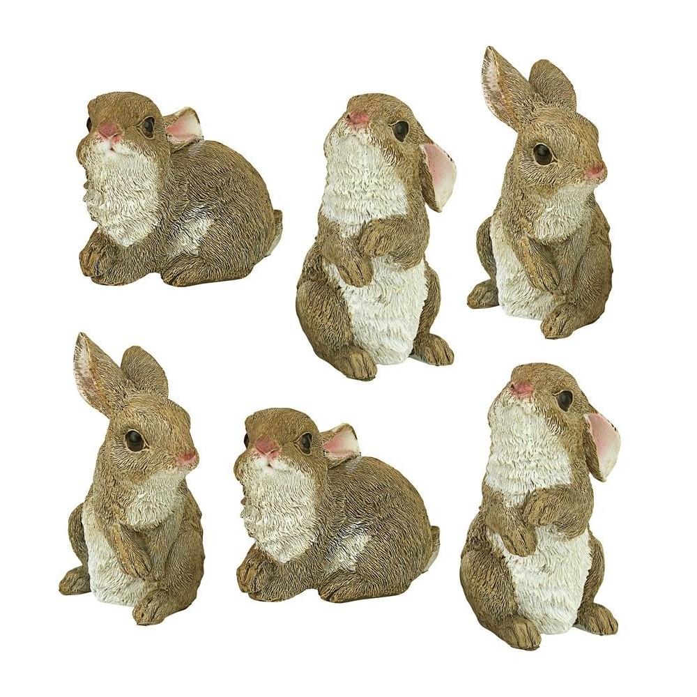 Design Toscano S/6 Baby Bunny Rabbit Den Statues