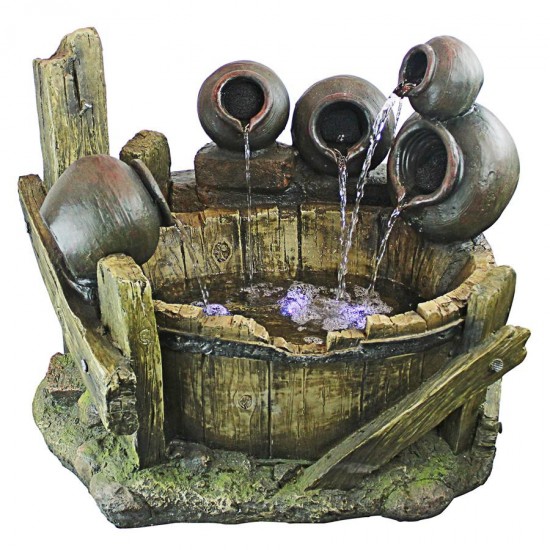 Design Toscano Urns And Barrel Waterfall Fountain