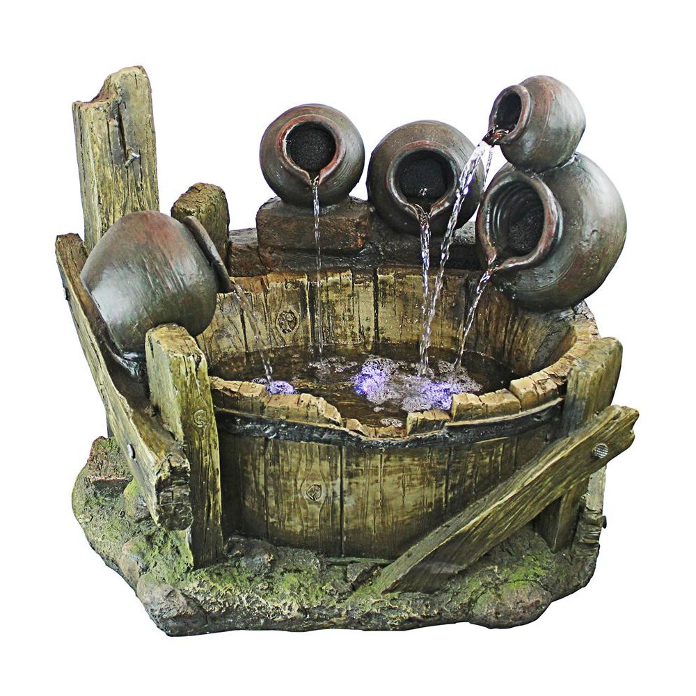 Design Toscano Urns And Barrel Waterfall Fountain