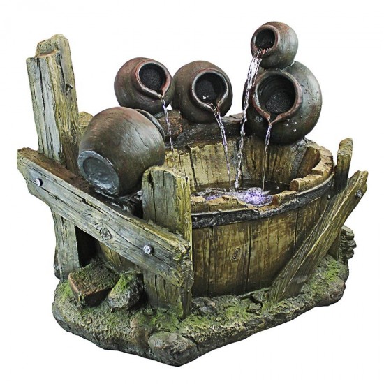 Design Toscano Urns And Barrel Waterfall Fountain