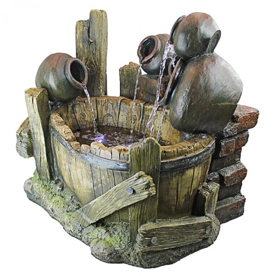 Design Toscano Urns And Barrel Waterfall Fountain