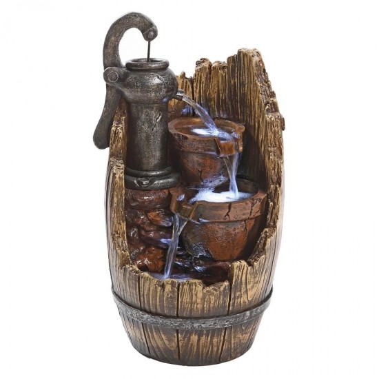 Design Toscano Farm Cistern Barrel Illuminated Fountain