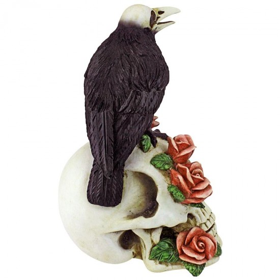 Design Toscano Raven And Roses Skull Statue