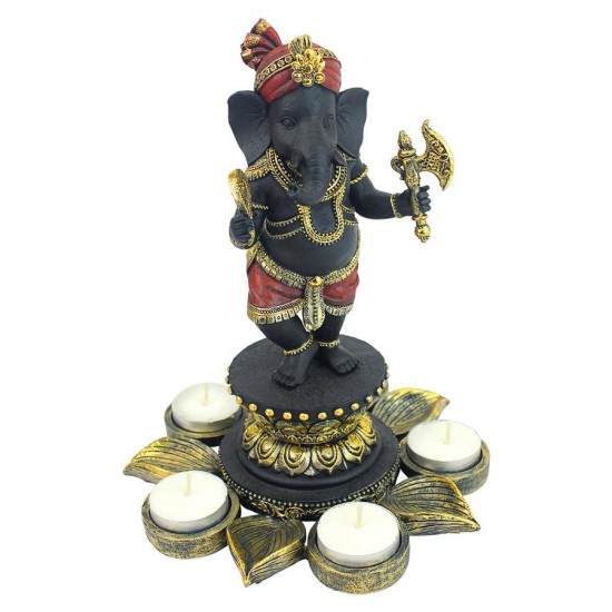 Design Toscano Standing Ganesha On Lotus Candleholder