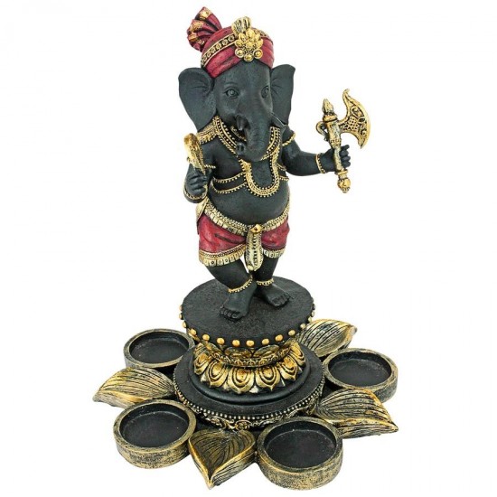 Design Toscano Standing Ganesha On Lotus Candleholder