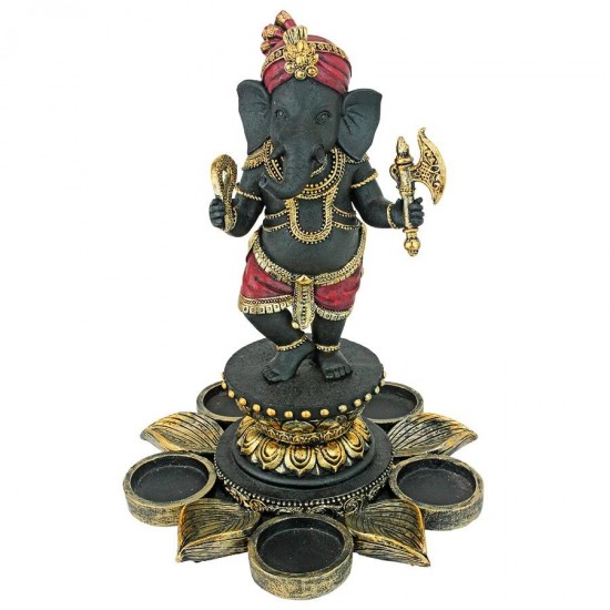 Design Toscano Standing Ganesha On Lotus Candleholder