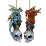 Design Toscano S/2 Dragon On Skull Ornaments