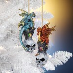 Design Toscano S/2 Dragon On Skull Ornaments