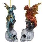 Design Toscano S/2 Dragon On Skull Ornaments