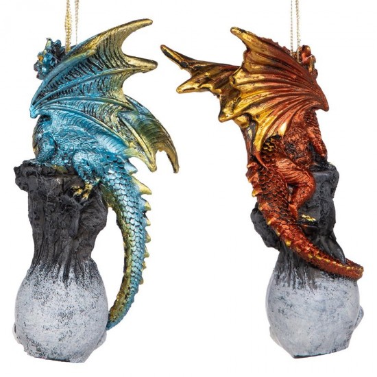 Design Toscano S/2 Dragon On Skull Ornaments