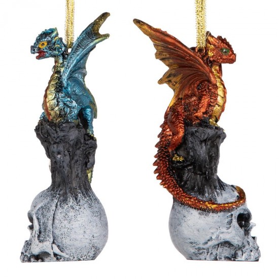 Design Toscano S/2 Dragon On Skull Ornaments