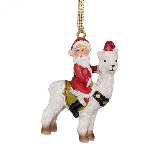 Design Toscano Santas New Xmas Ride Llama Ornament