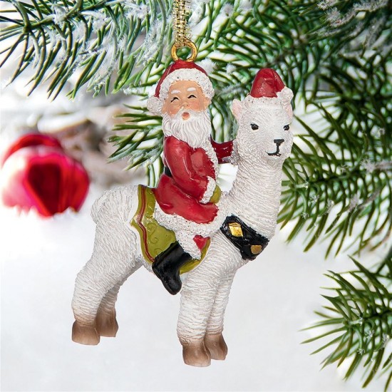 Design Toscano Santas New Xmas Ride Llama Ornament