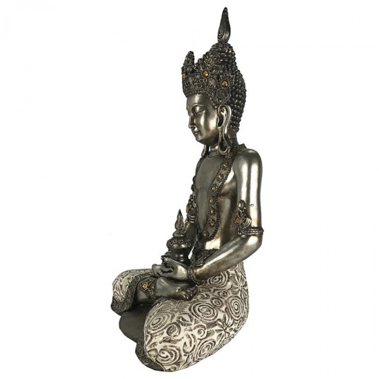 Design Toscano Silver Buddha W/Fabric Leggings