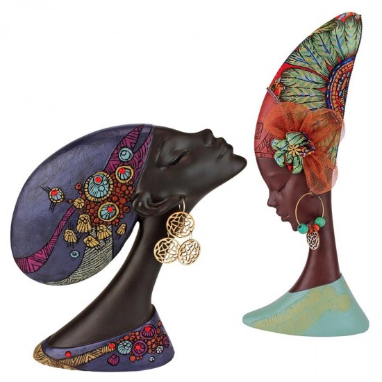 Design Toscano S/2 African Gele Headdress Sculptures