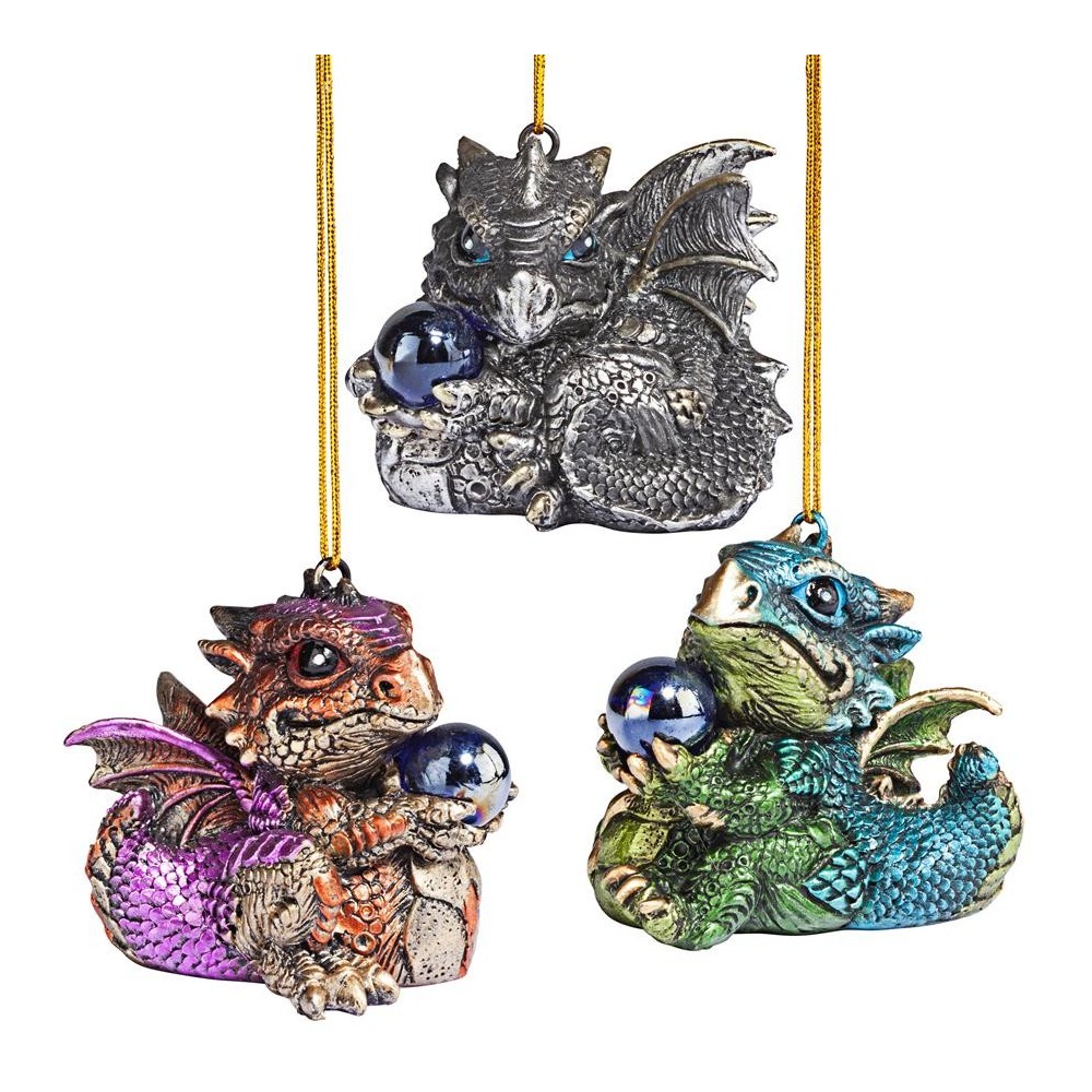 Design Toscano S/3 Baby Dragon Ornaments Design Toscano S/3 Baby Dragon Ornaments