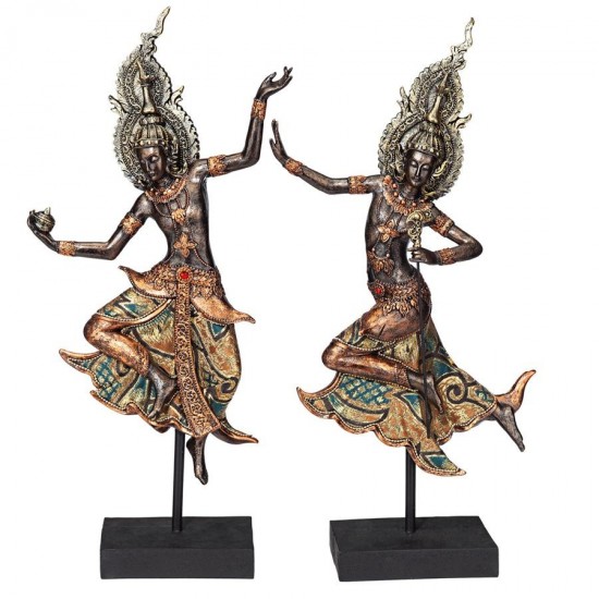 Design Toscano Set Of Two Thai Teppanon Temple Dancers