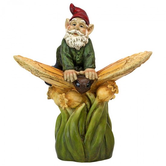 Design Toscano On A Butterflys Back Gnome Statue