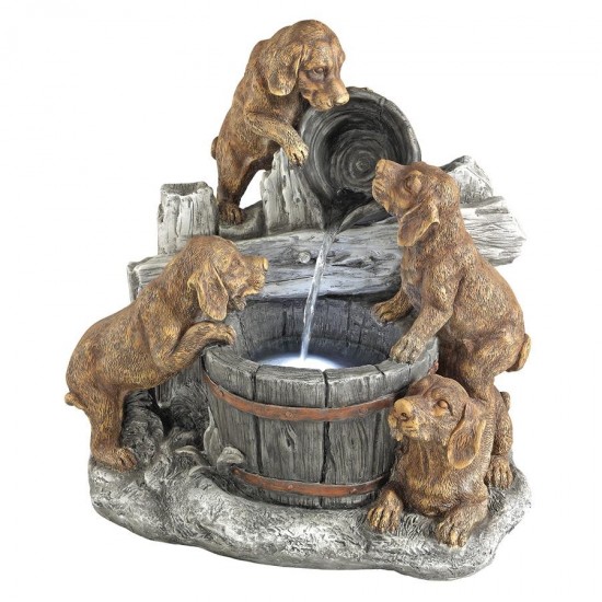 Design Toscano Puppy Pail Pour Garden Fountain