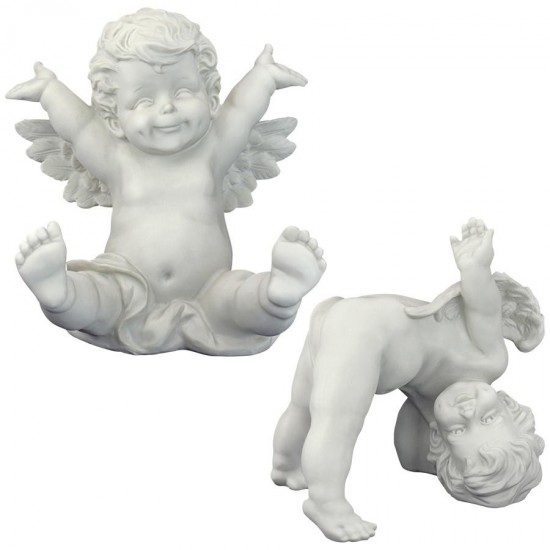 Design Toscano Set Of Topsy & Turvey Cherub Statues