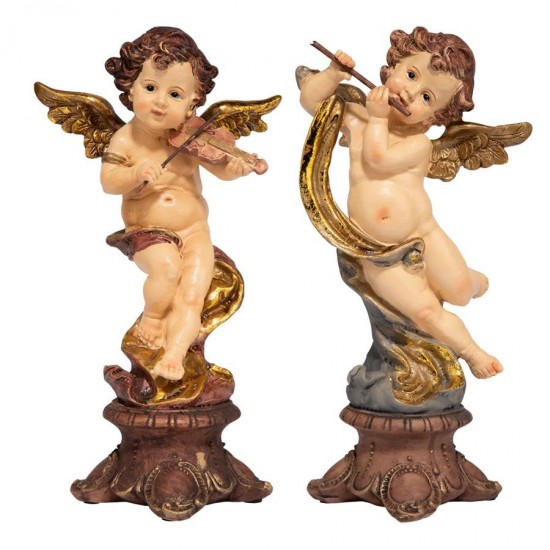 Design Toscano Set Of Flute & Violin Cherubs