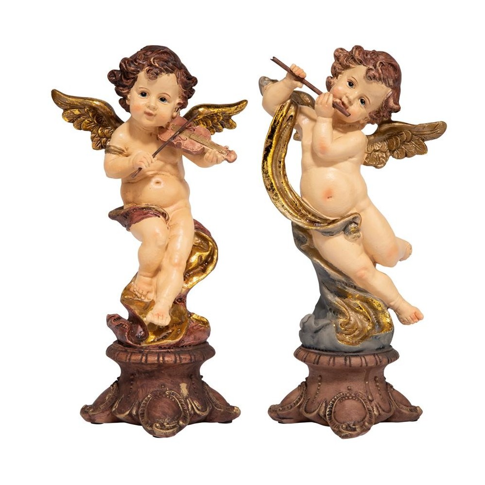 Design Toscano Set Of Flute & Violin Cherubs