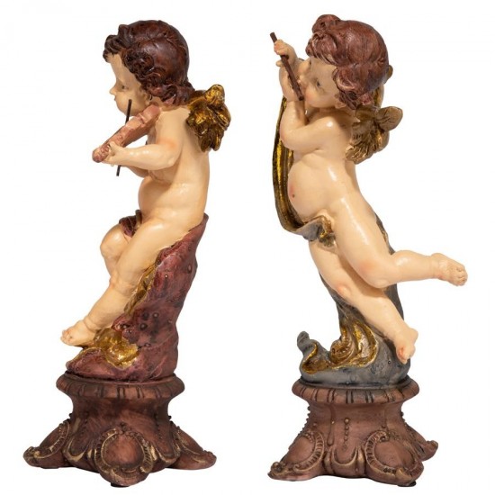 Design Toscano Set Of Flute & Violin Cherubs