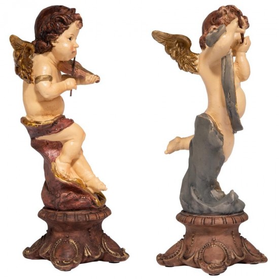 Design Toscano Set Of Flute & Violin Cherubs