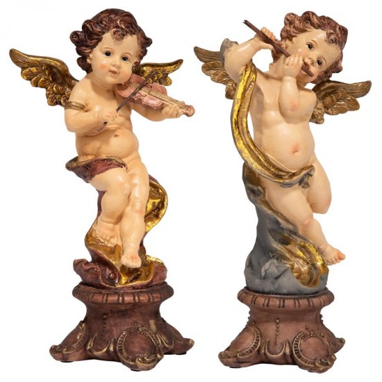 Design Toscano Set Of Flute & Violin Cherubs