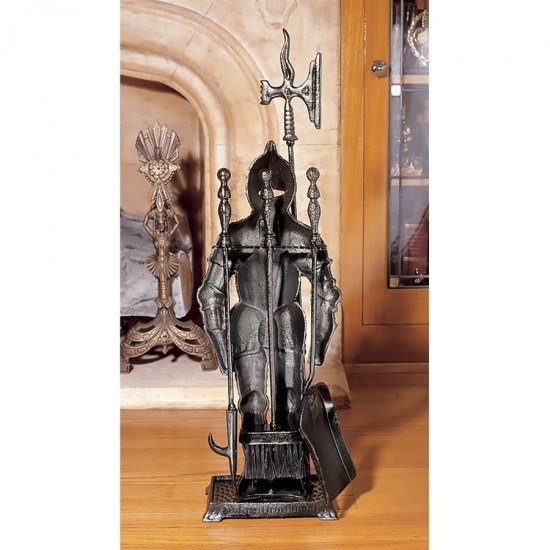 Design Toscano The Black Knight Fireplace Tool Set