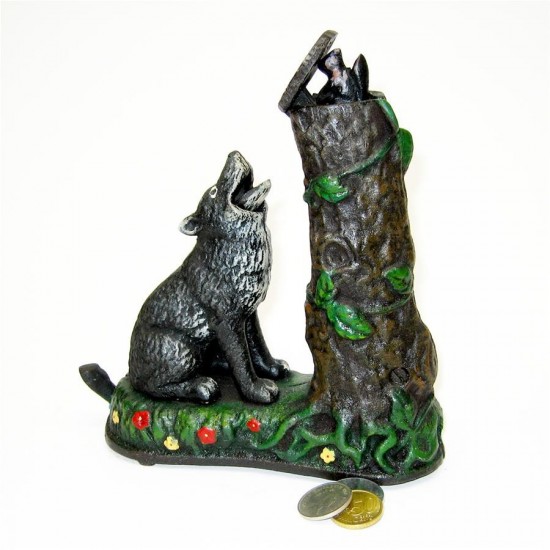 Design Toscano Wolf & Squirrel Bank