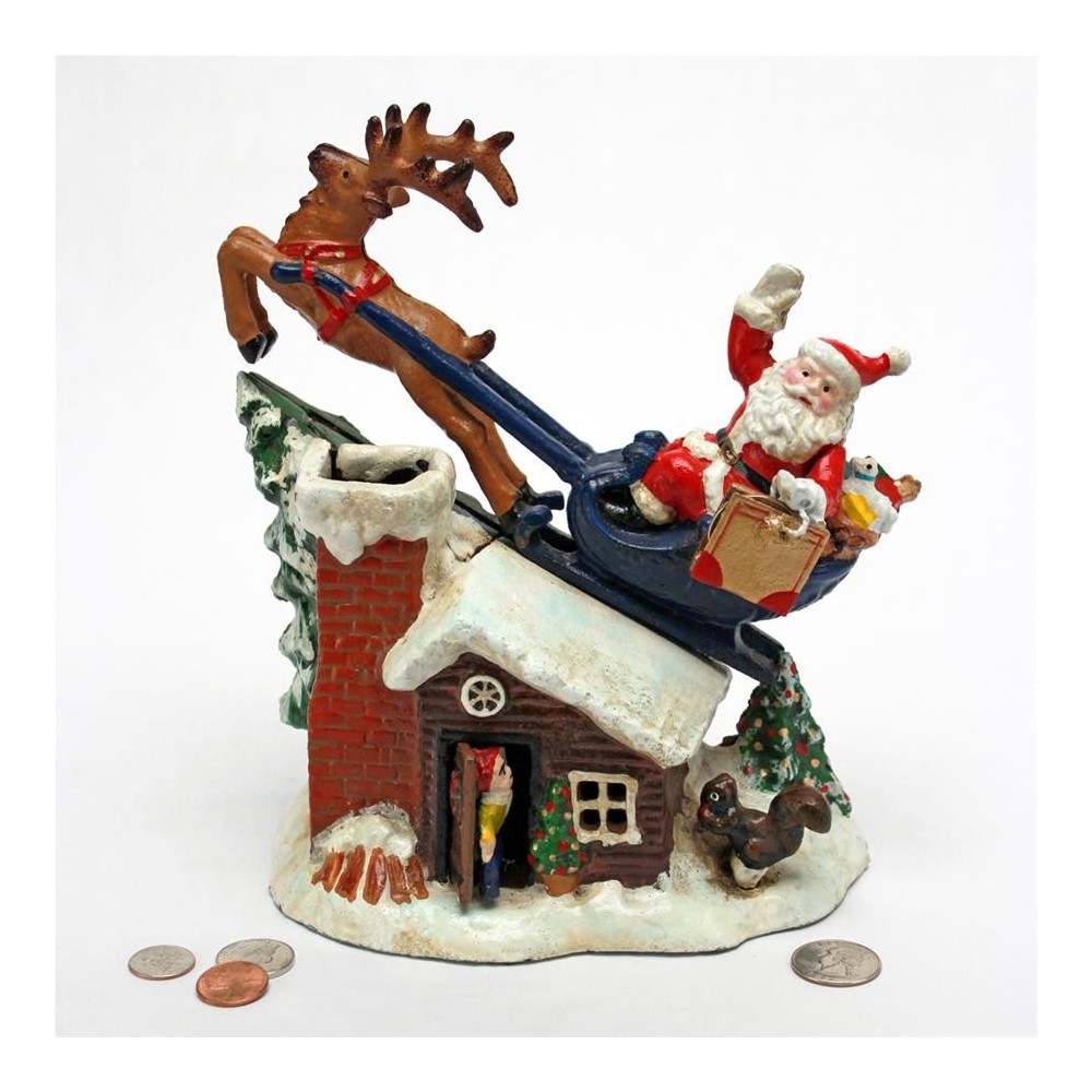 Design Toscano Santas Christmas Sleigh Iron Bank