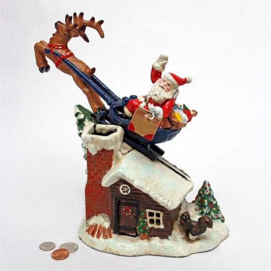 Design Toscano Santas Christmas Sleigh Iron Bank