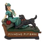 Design Toscano Pouncing Pup Bank