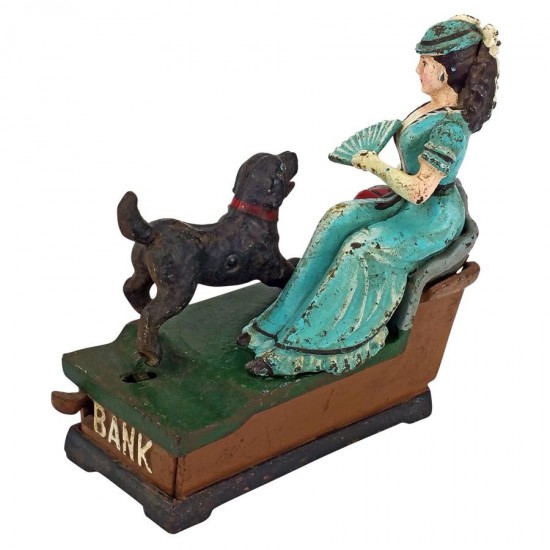 Design Toscano Pouncing Pup Bank