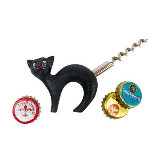 Design Toscano Black Cat Bottle Opener W/Corkscrew Tail