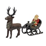 Design Toscano Christmas Santa On Sleigh W/ Reindeer