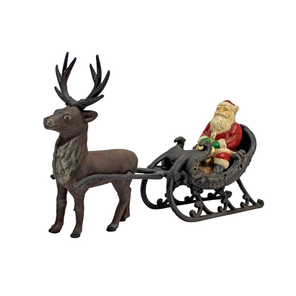 Design Toscano Christmas Santa On Sleigh W/ Reindeer