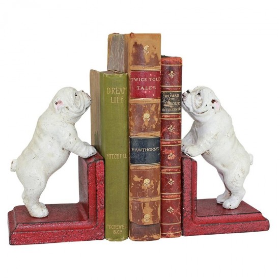 Design Toscano Over The Fence Bulldog Bookend Set