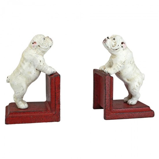 Design Toscano Over The Fence Bulldog Bookend Set